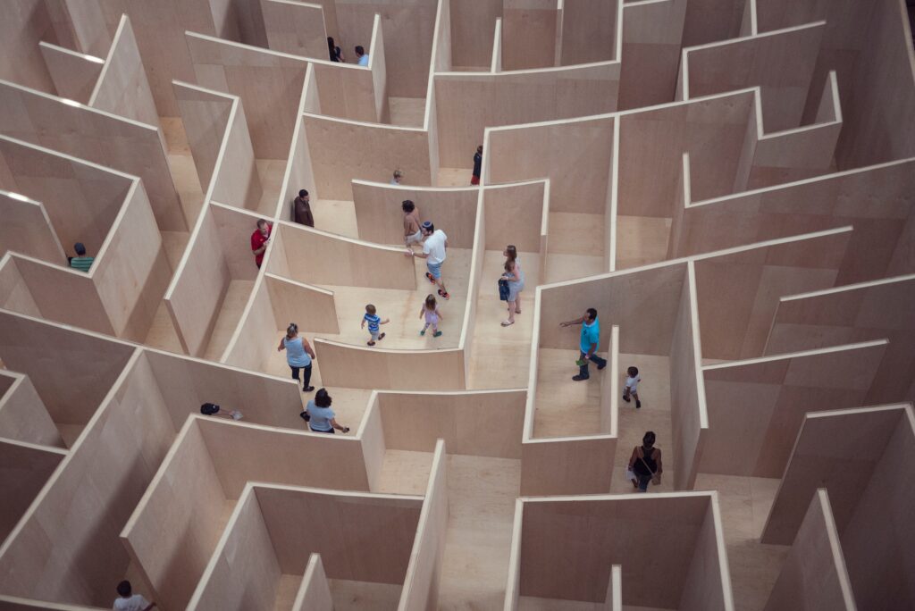 people inside a maze